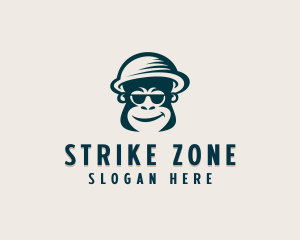 Sunglasses Bowler Hat Monkey logo design