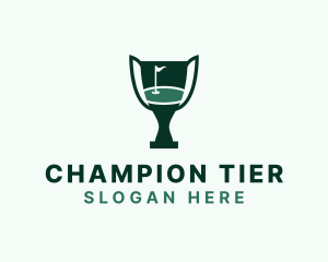 Golf Flag Trophy Champion logo design