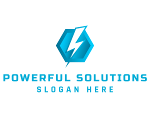 Blue Hexagon Thunderbolt logo design