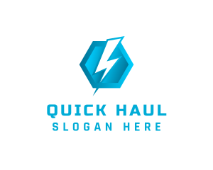 Blue Hexagon Thunderbolt logo design