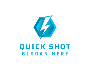 Blue Hexagon Thunderbolt logo design