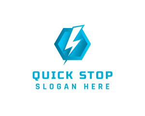 Blue Hexagon Thunderbolt logo design