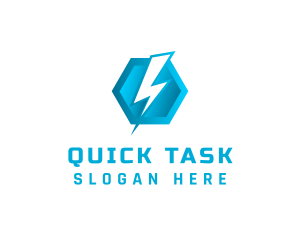 Blue Hexagon Thunderbolt logo design