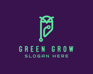 Green Tech Owl logo design