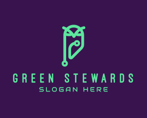 Green Tech Owl logo design