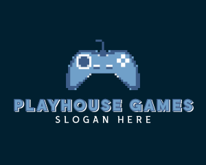 Pixelated Game Controller logo design