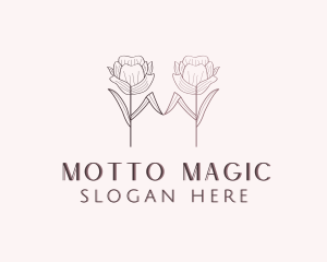 Flower Leaf Letter M logo design