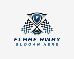 Car Racing Flag logo design