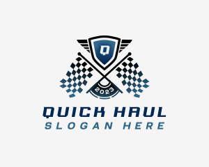 Car Racing Flag logo design