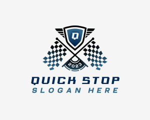 Car Racing Flag logo design