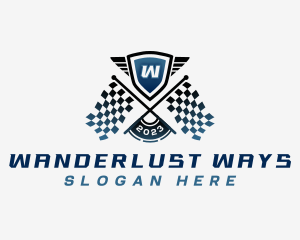 Car Racing Flag logo design