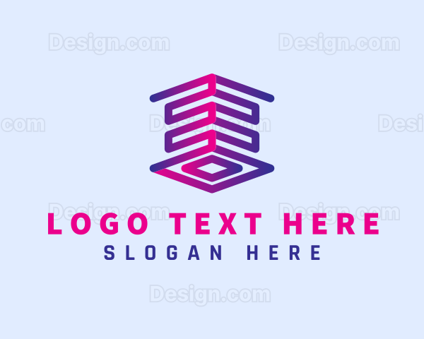 Modern Tech Cube Letter E Logo