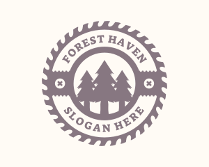 Pine Tree Forest Saw  logo design