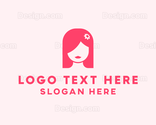 Pink Girl Hair Salon Logo