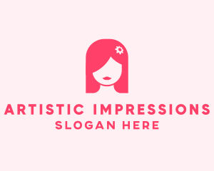 Pink Girl Hair Salon logo design