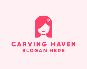 Pink Girl Hair Salon logo design