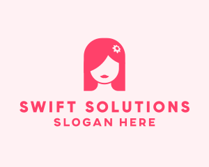 Pink Girl Hair Salon logo design