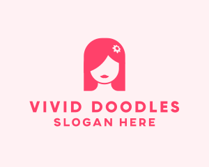 Pink Girl Hair Salon logo design