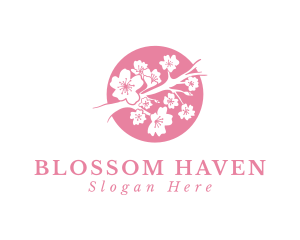 Pink Sakura Flower logo design