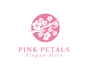 Pink Sakura Flower logo design