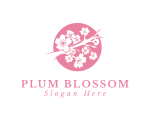 Pink Sakura Flower logo design