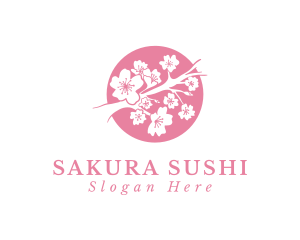 Pink Sakura Flower logo design