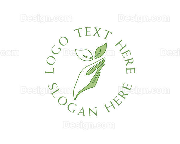 Hand Leaves Plant Logo