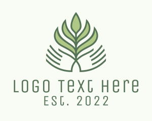 Green Hand Garden Plant  logo design