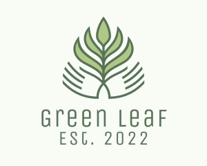 Green Hand Garden Plant  logo design