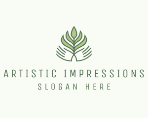 Green Hand Garden Plant  logo design