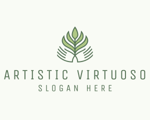 Green Hand Garden Plant  logo design