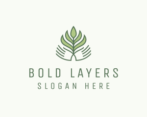 Green Hand Garden Plant  logo design