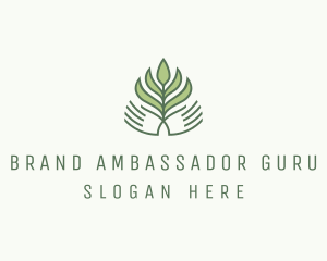 Green Hand Garden Plant  logo design