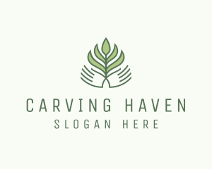 Green Hand Garden Plant  logo design