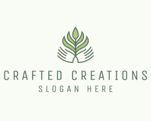 Green Hand Garden Plant  logo design