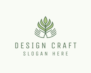 Green Hand Garden Plant  logo design