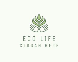 Green Hand Garden Plant  logo design