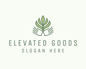 Green Hand Garden Plant  logo design