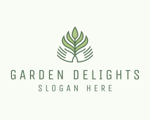 Green Hand Garden Plant  logo design