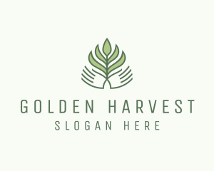 Green Hand Garden Plant  logo design