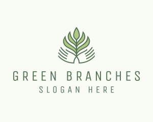 Green Hand Garden Plant  logo design