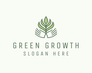 Green Hand Garden Plant  logo design