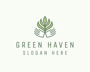 Green Hand Garden Plant  logo design