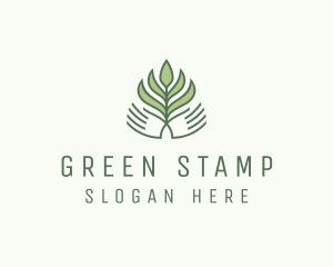 Green Hand Garden Plant  logo design