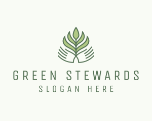 Green Hand Garden Plant  logo design