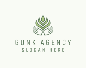 Green Hand Garden Plant  logo design