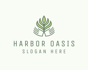 Green Hand Garden Plant  logo design