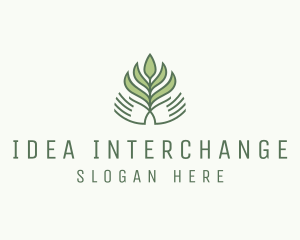 Green Hand Garden Plant  logo design