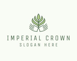 Green Hand Garden Plant  logo design