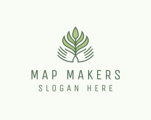 Green Hand Garden Plant  logo design